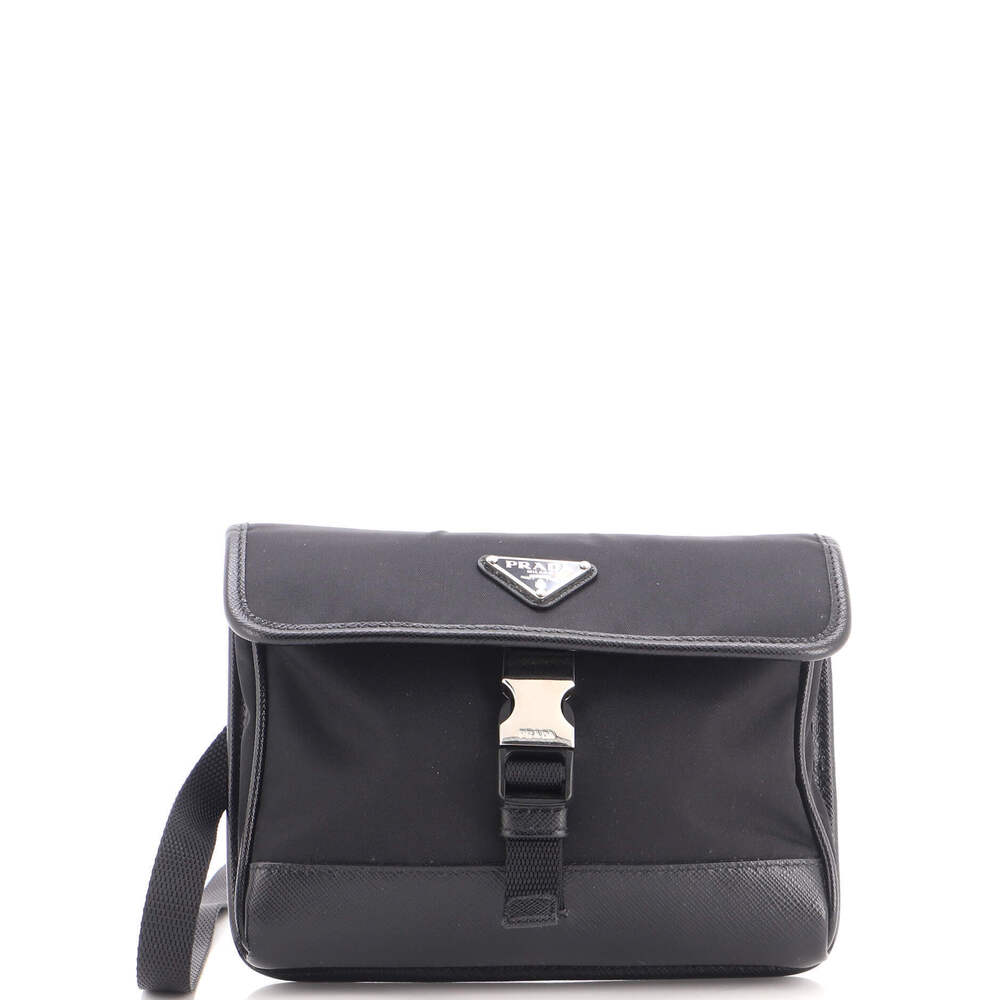 Prada Small Buckle Flap Crossbody Bag Re-Nylon and Leather